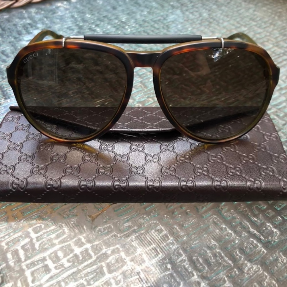 Gucci Havana Aviator Sunglasses